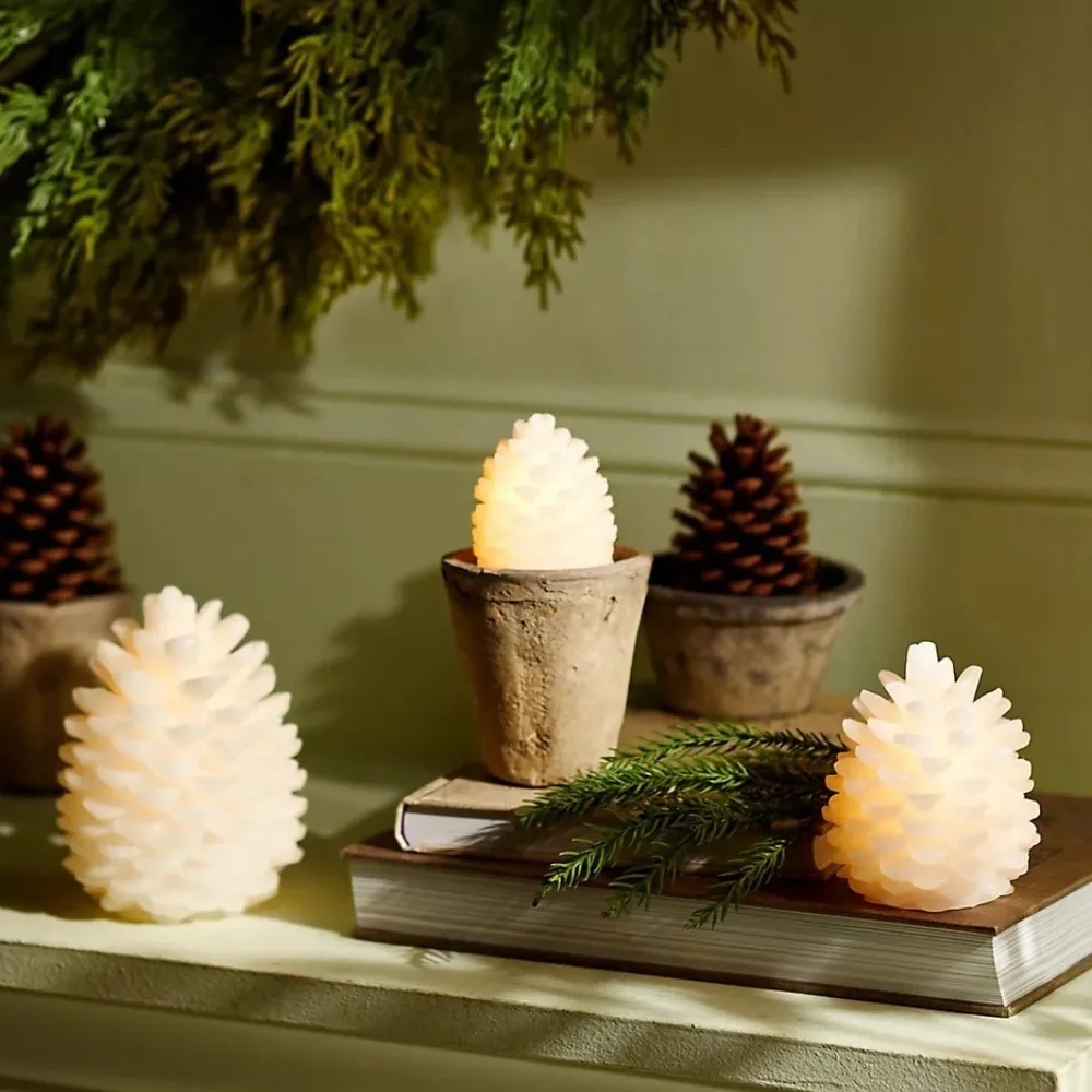 NWT Anthropologie  Terrain LED Wax Pine Cone (One)